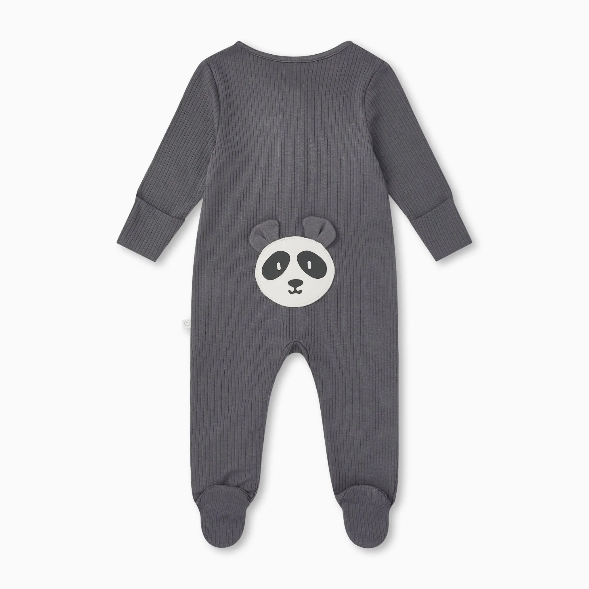 Panda Ribbed Clever Zip Footed Baby Pajamas