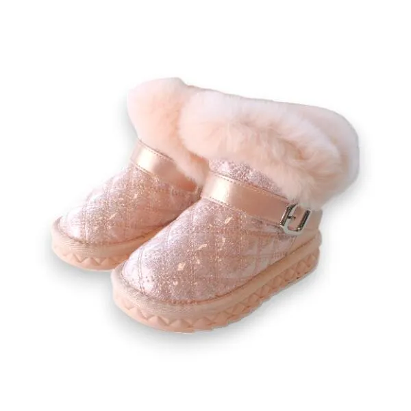 Pink Fur Trim Quilted Boot