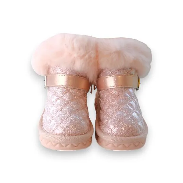 Pink Fur Trim Quilted Boot