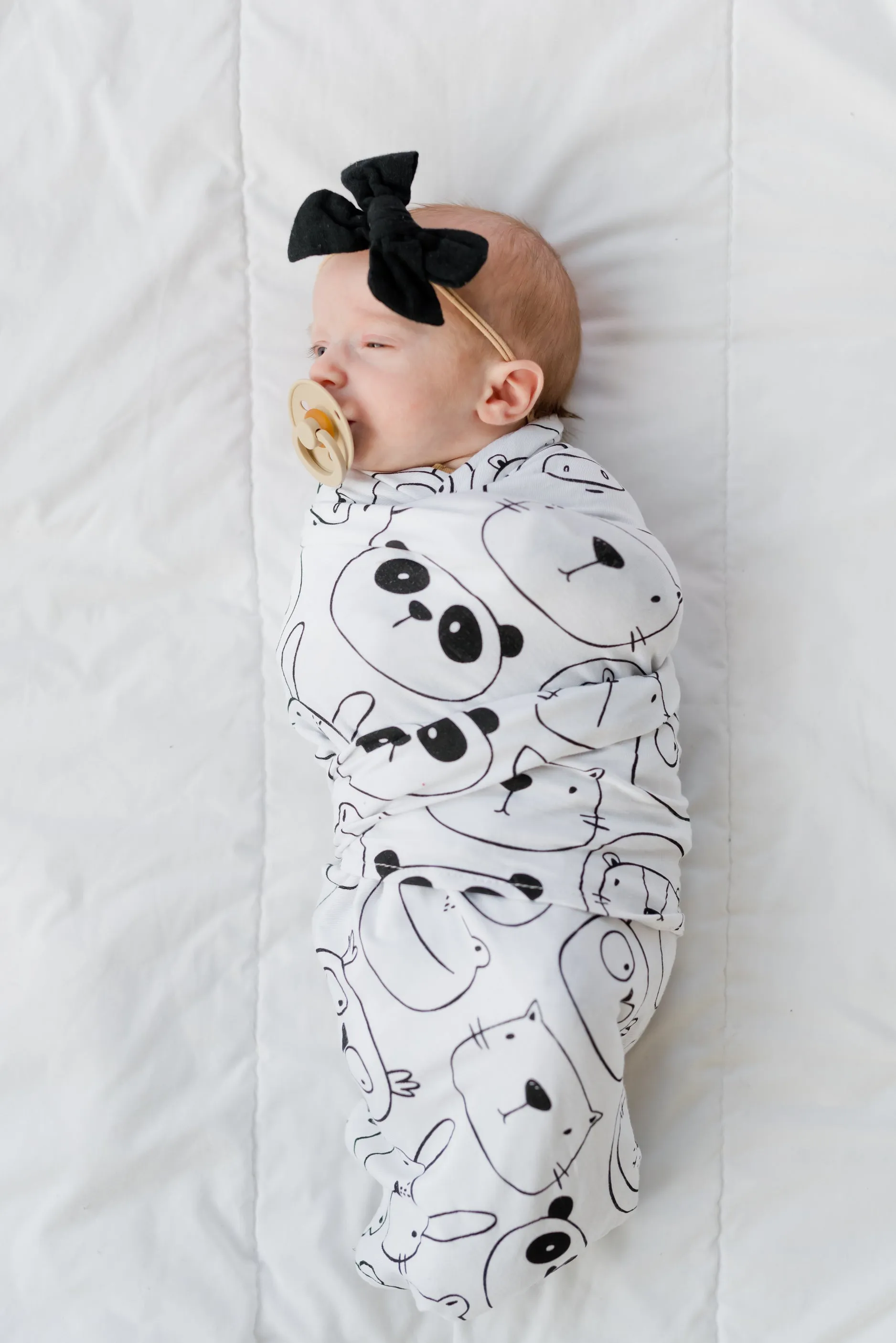 Premium Knit Rayon Bamboo Swaddle Blanket – Monochrome Animals