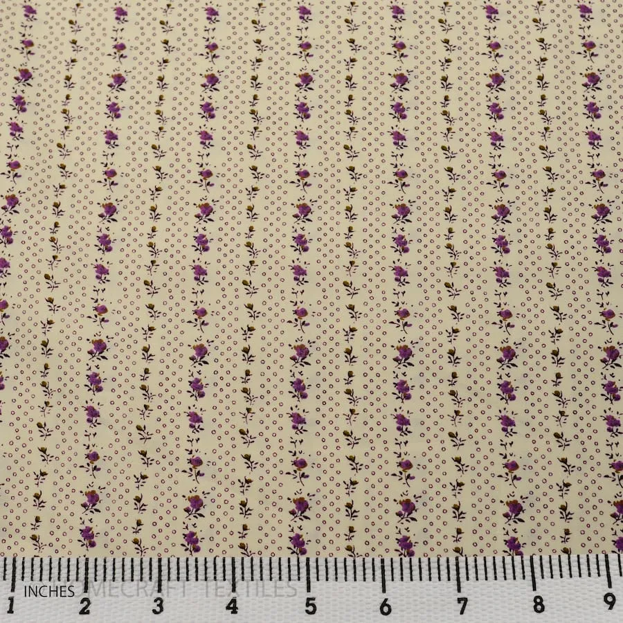 Purple Mini Rose Stripe Cotton Print