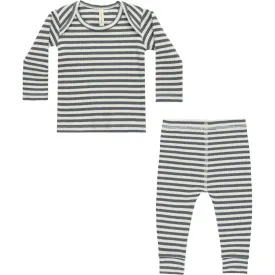 Quincy Mae Ribbed Tee   Legging Set - Indigo Stripe