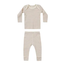 QUINCY MAE - Ribbed Tee   Legging Set | Oat Stripe