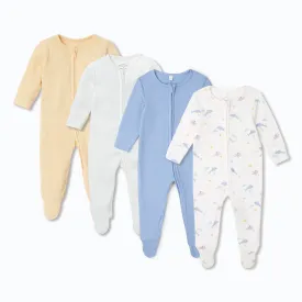 Ribbed & Signature Clever Zip Baby Pajamas 4 Pack