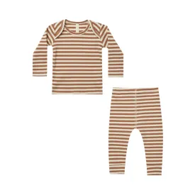 Ribbed Tee & Legging Set - Cinnamon Stripe