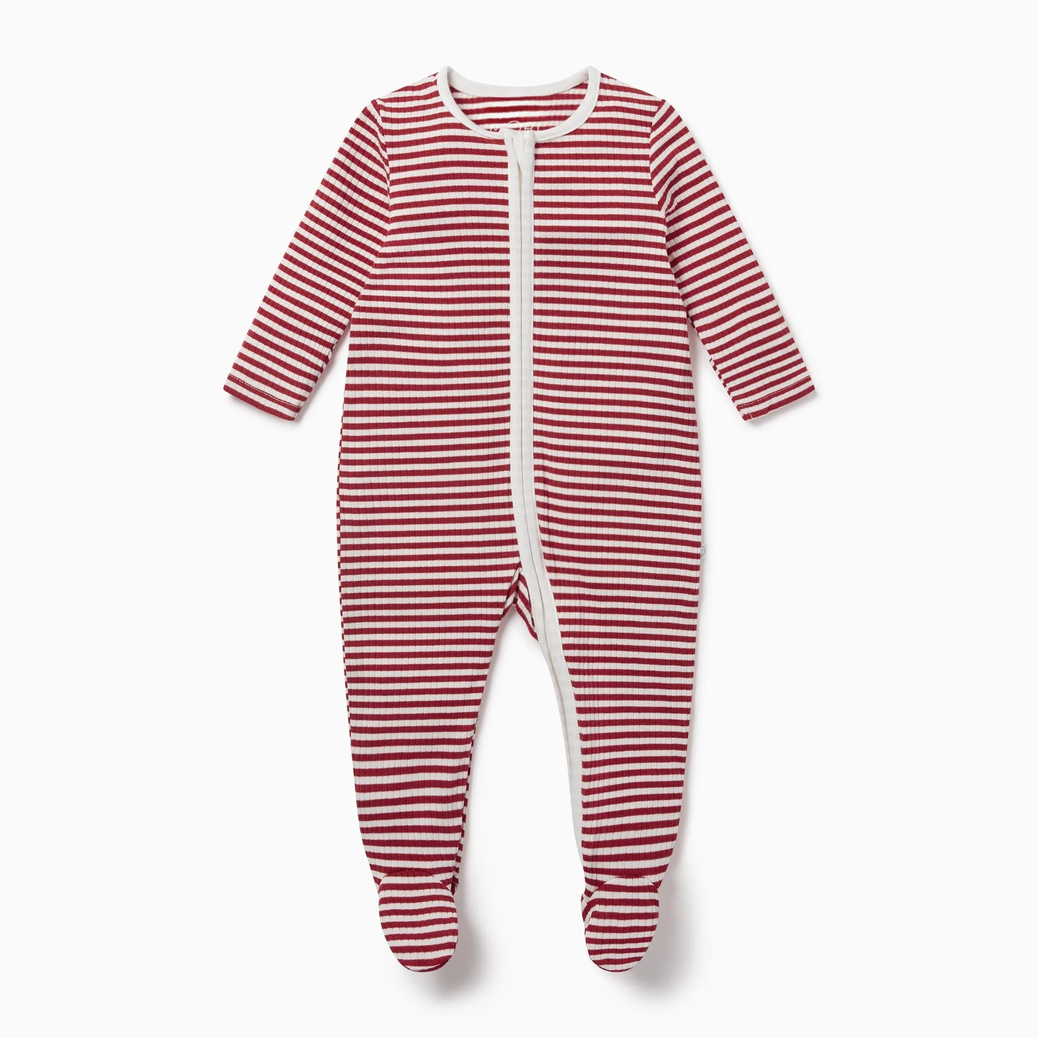 Ruby Stripe Ribbed Clever Zip Baby Pajamas