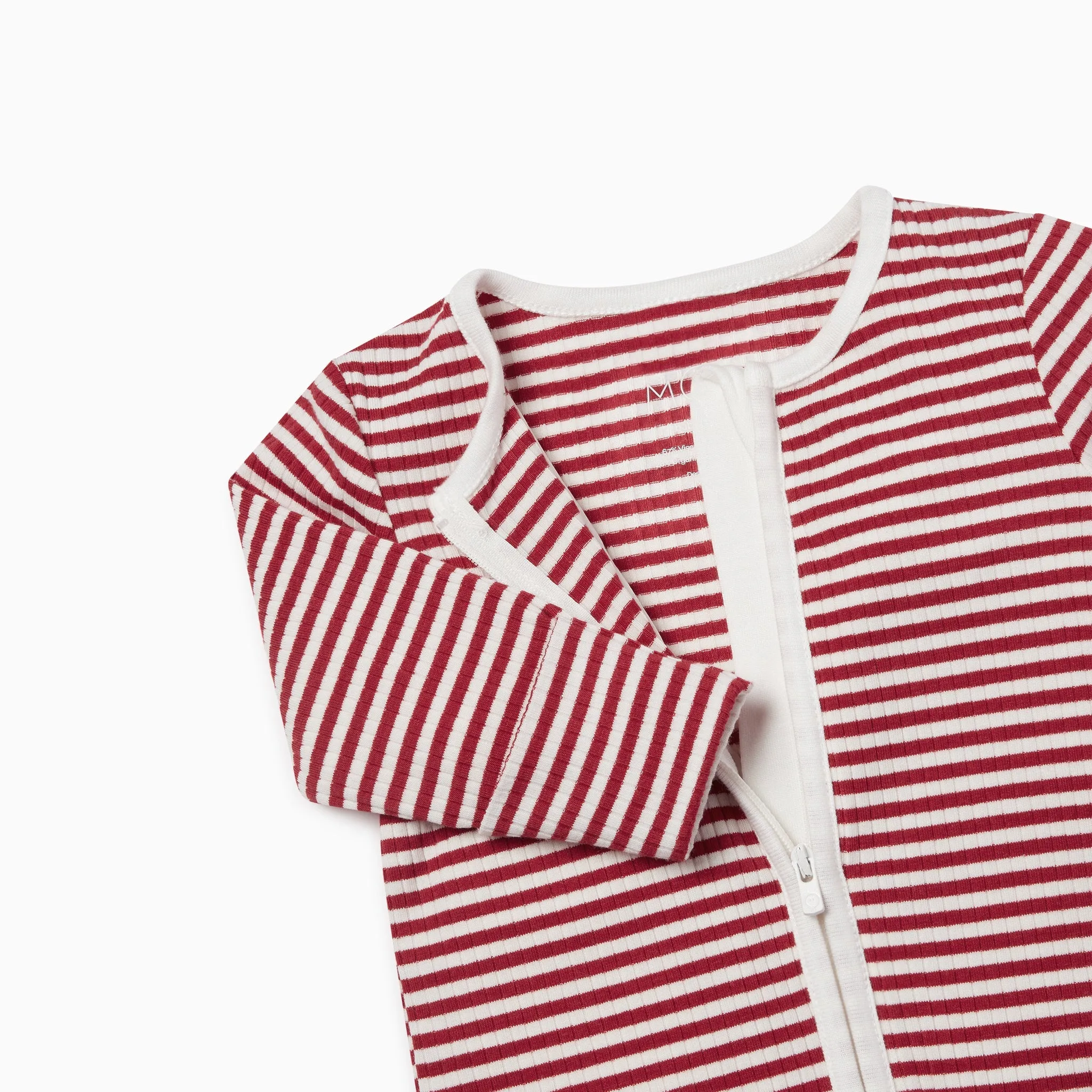 Ruby Stripe Ribbed Clever Zip Baby Pajamas