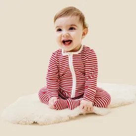 Ruby Stripe Ribbed Clever Zip Baby Pajamas