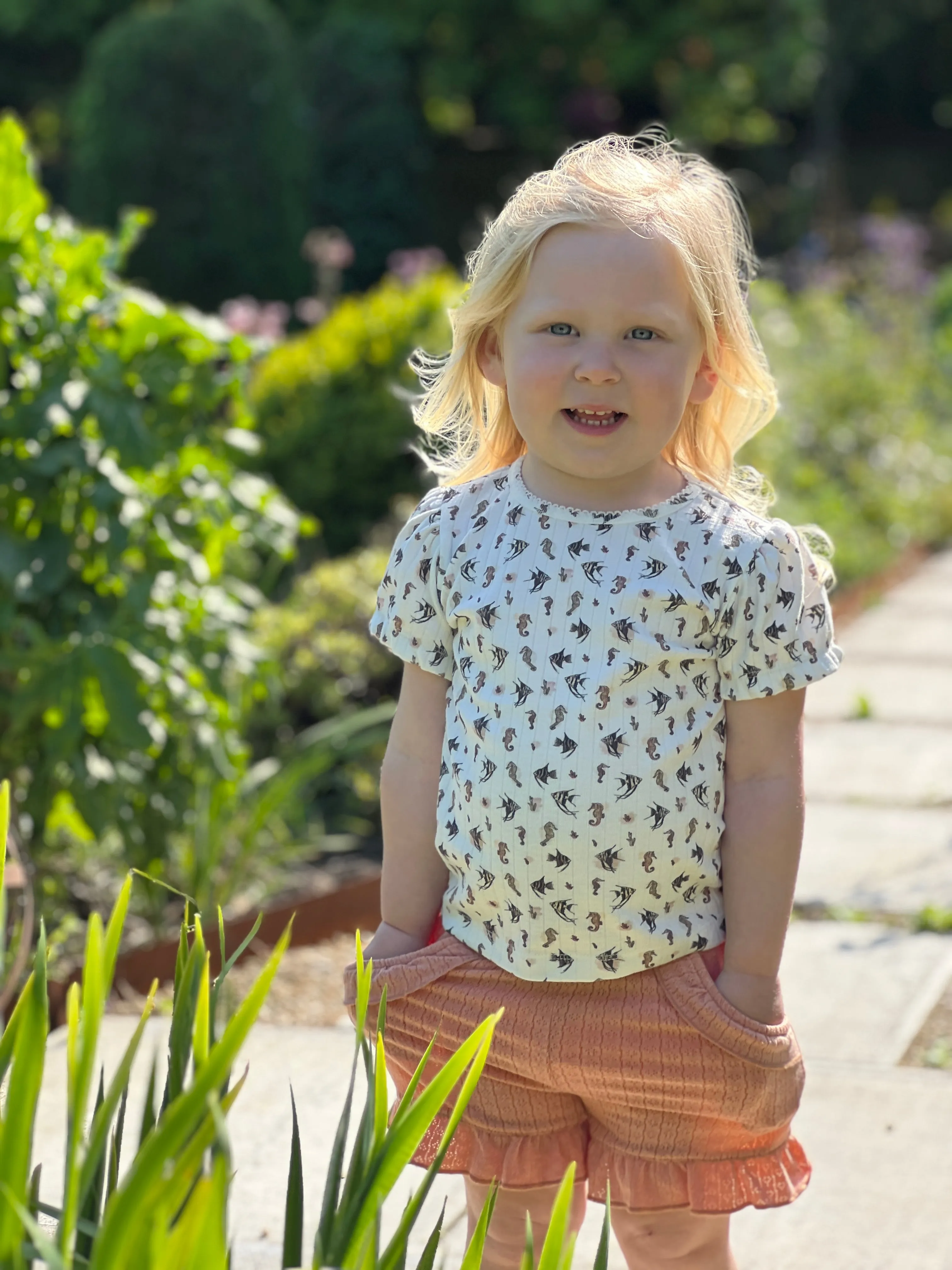 Sadie Tee in White Seahorses