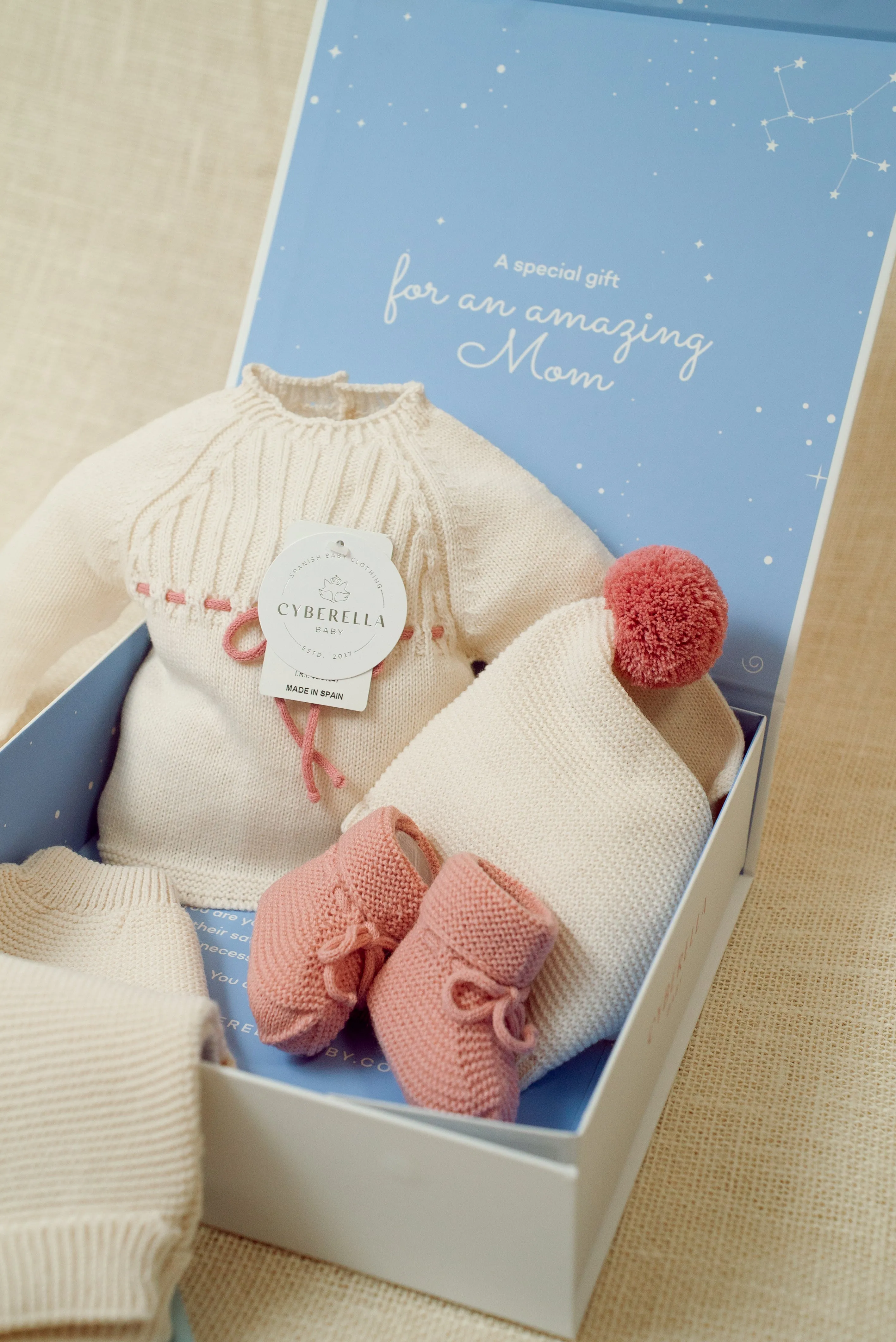 SET ANHELAR (9413) GIFT BOX Four Pieces Set for Baby Girls Natural color