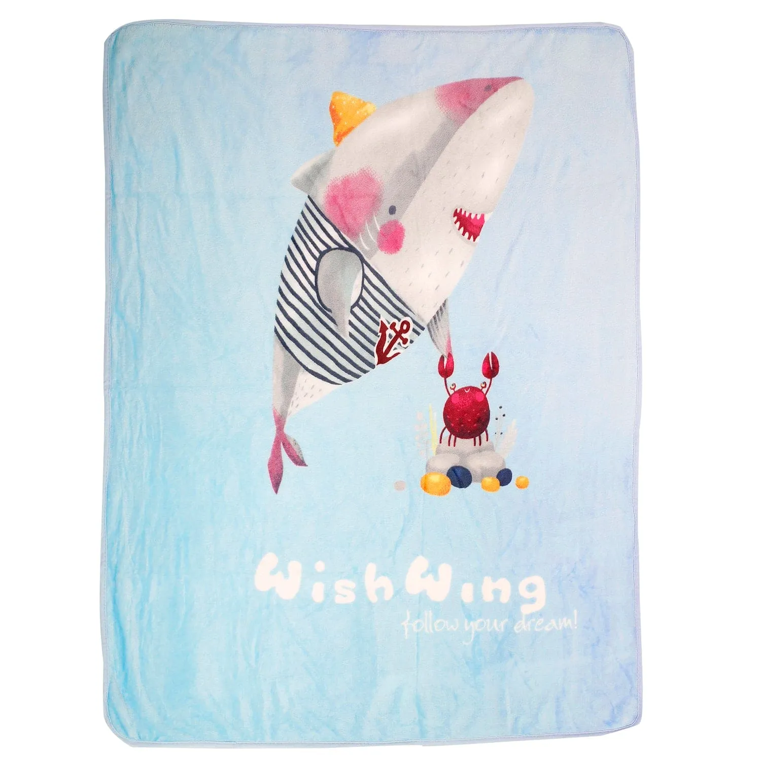 Shark Friend Blue One Ply Blanket