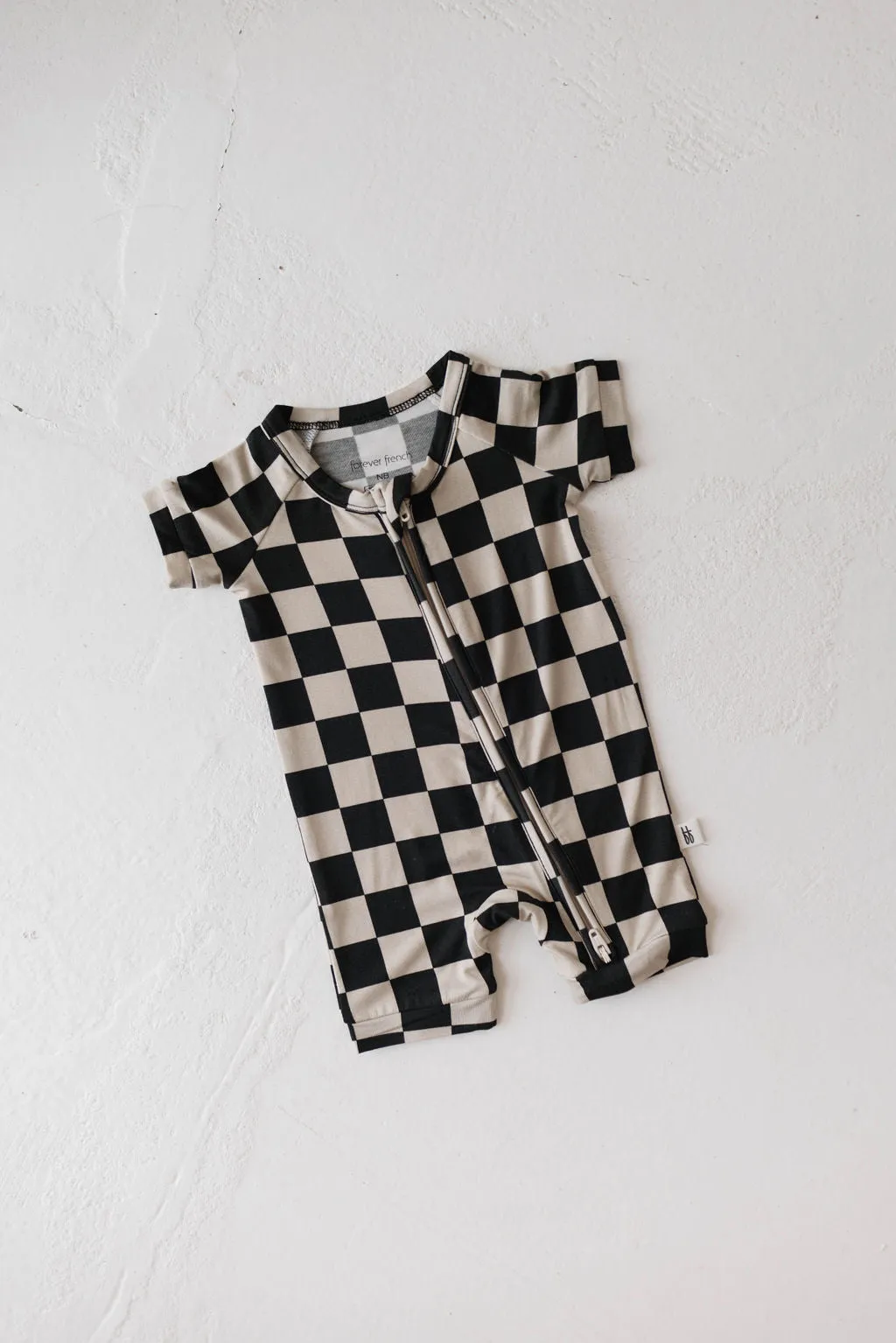 Shortie Bamboo Zip | Black Checker