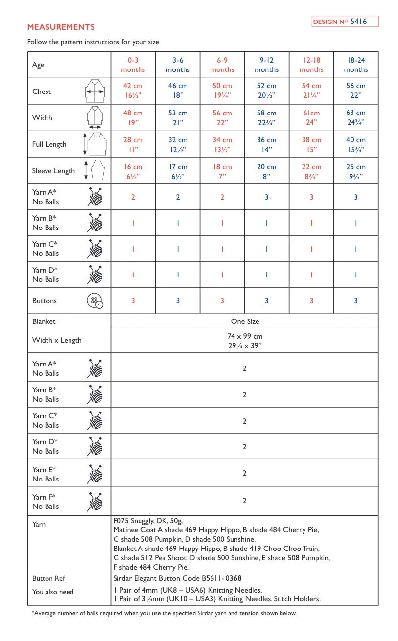 Sirdar Snuggly D/K Cardigan and Blanket Knitting Pattern 5416