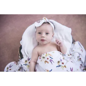 Snuggle Hunny Kids - Jersey Baby Wrap Swaddle & Topknot (Set) - Boho & Posy