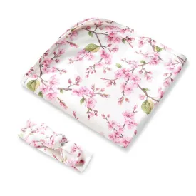 Snuggle Hunny Organic Cotton Baby Wrap & Topknot Set - Cherry Blossom