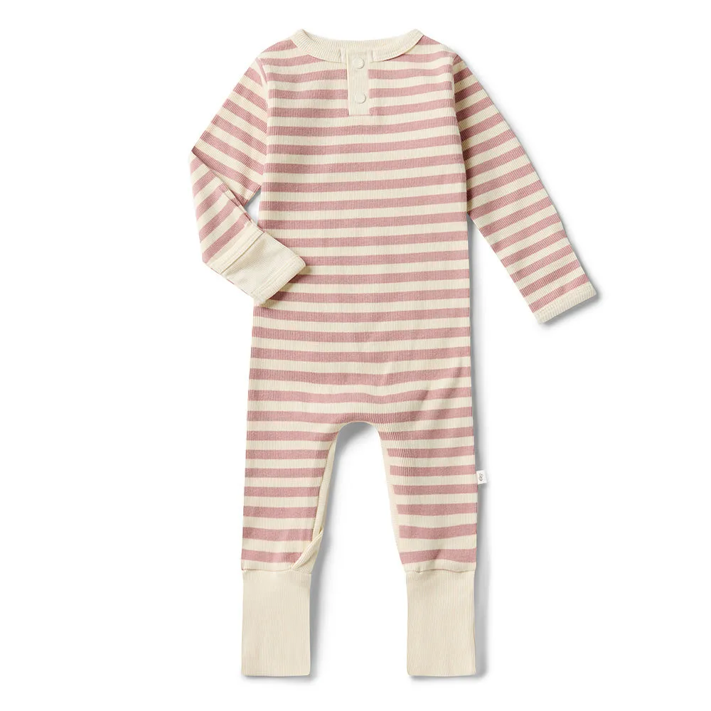 Snuggle Special - Rose Stripe Organic Growsuit