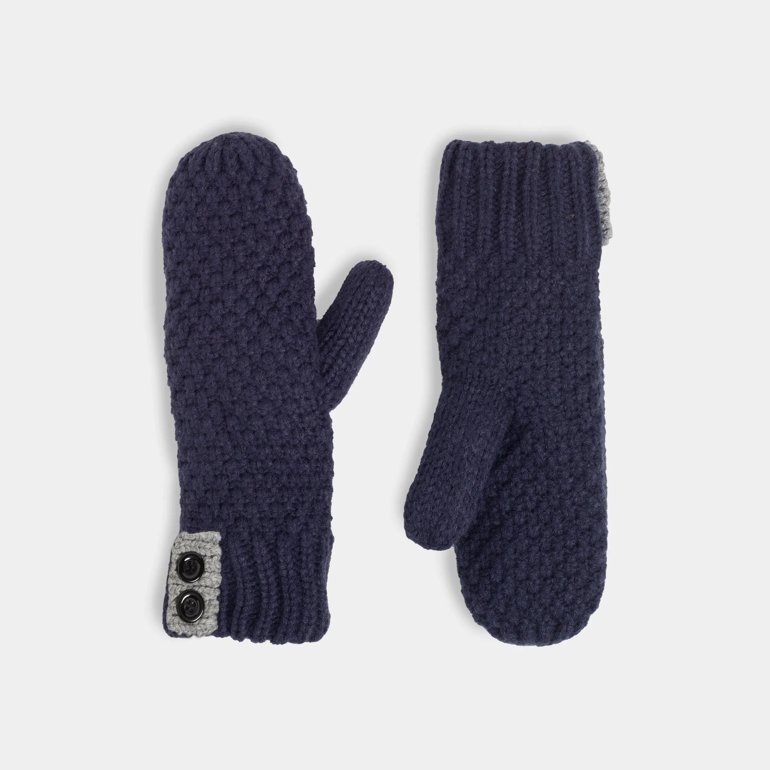 Tab Winter Knit Mitten - Navy