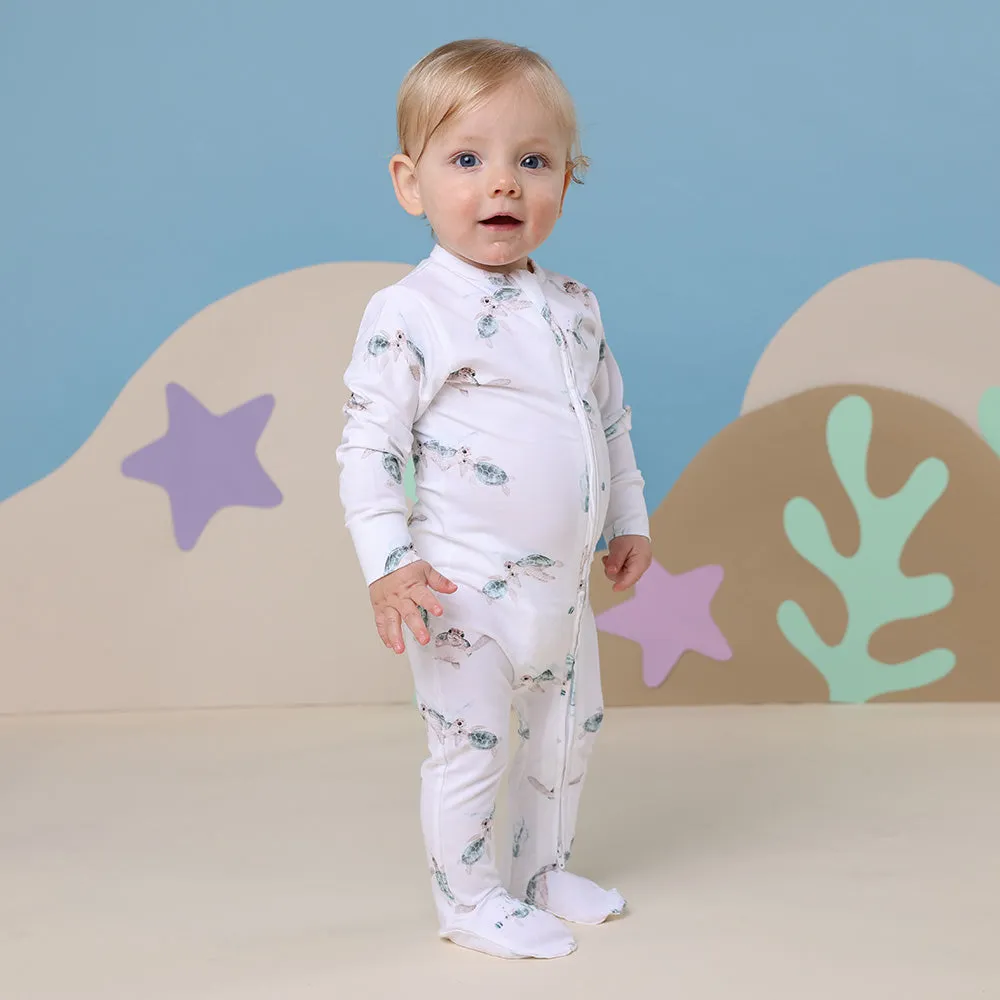 Turtle Organic Snuggle Sleepsuit Zip Footie