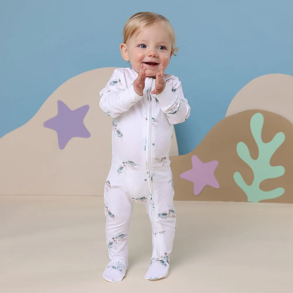 Turtle Organic Snuggle Sleepsuit Zip Footie