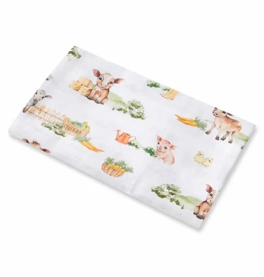 Unisex Organic-cotton Muslin Wrap - Farm