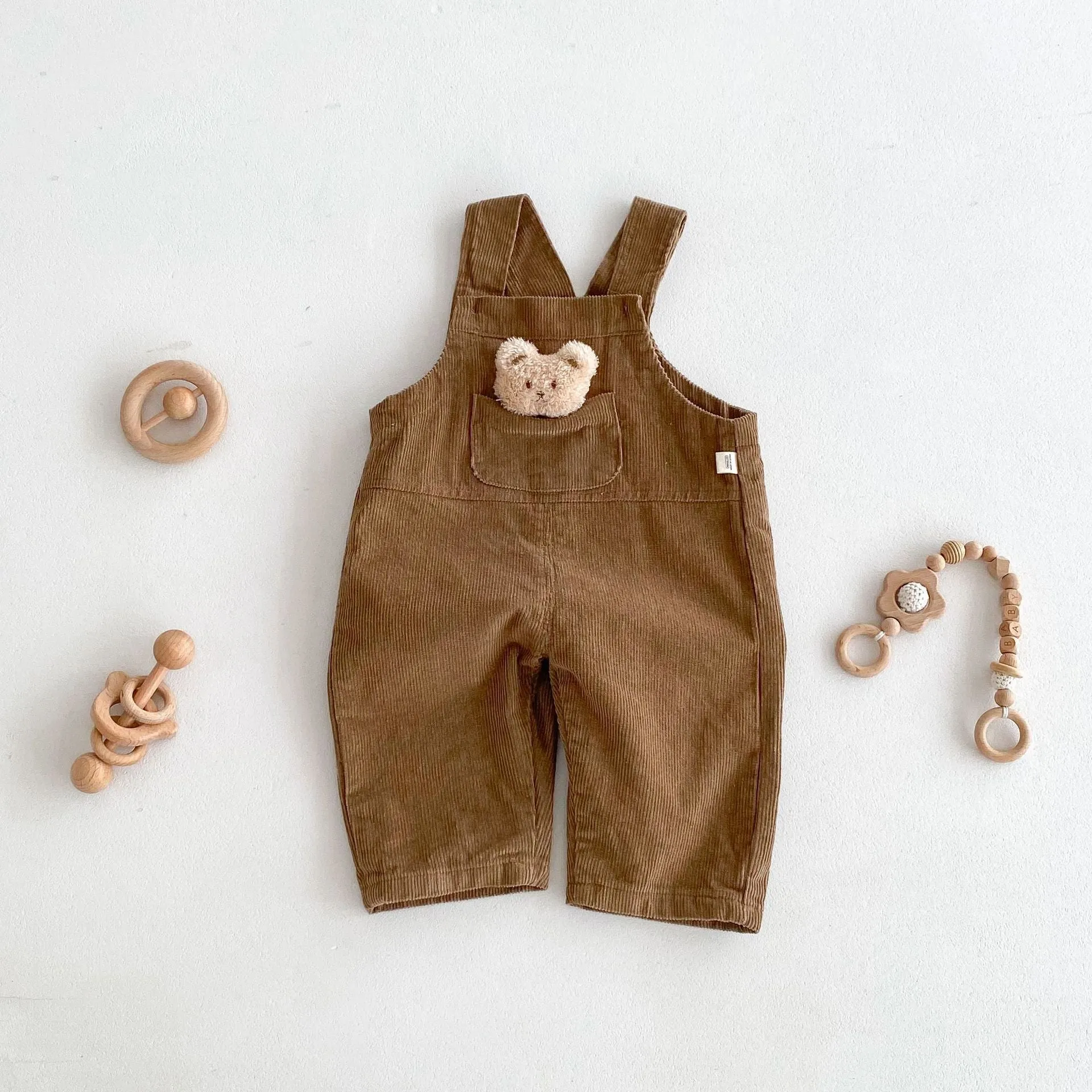 Unisex Winter Warm Cartoon Toddlers Corduroy Overalls