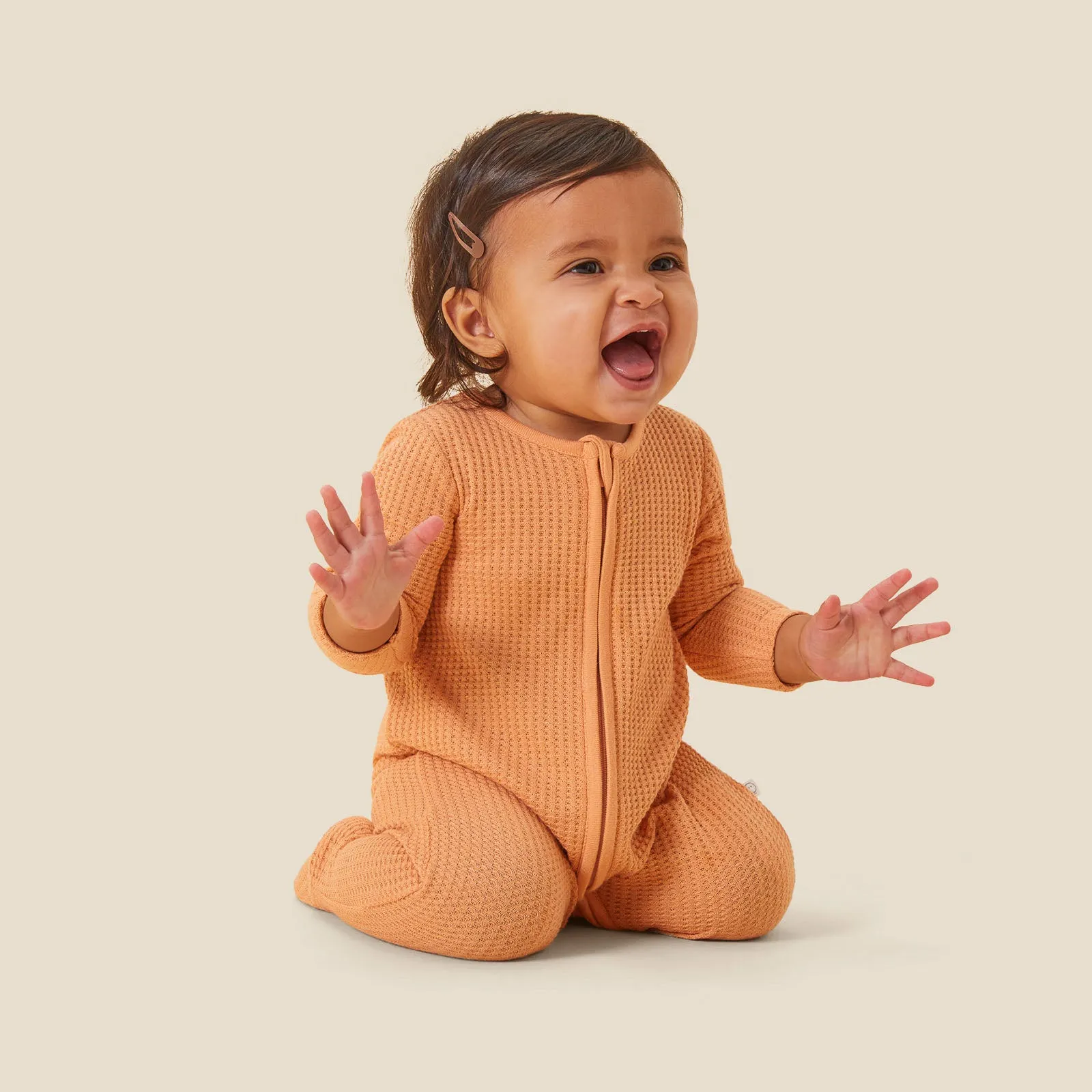 Waffle Clever Zip Baby Pajamas