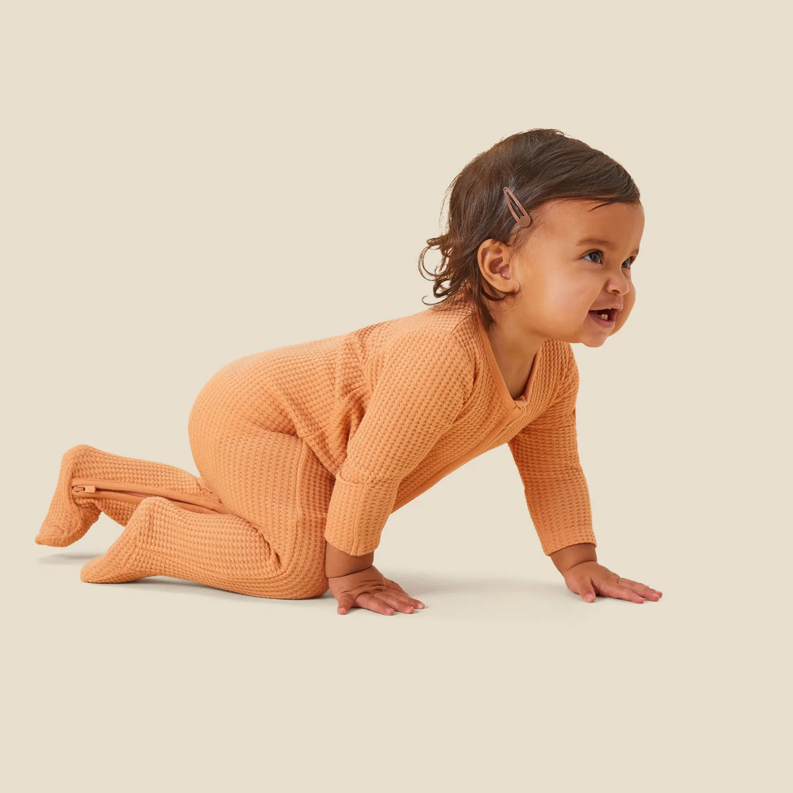 Waffle Clever Zip Baby Pajamas