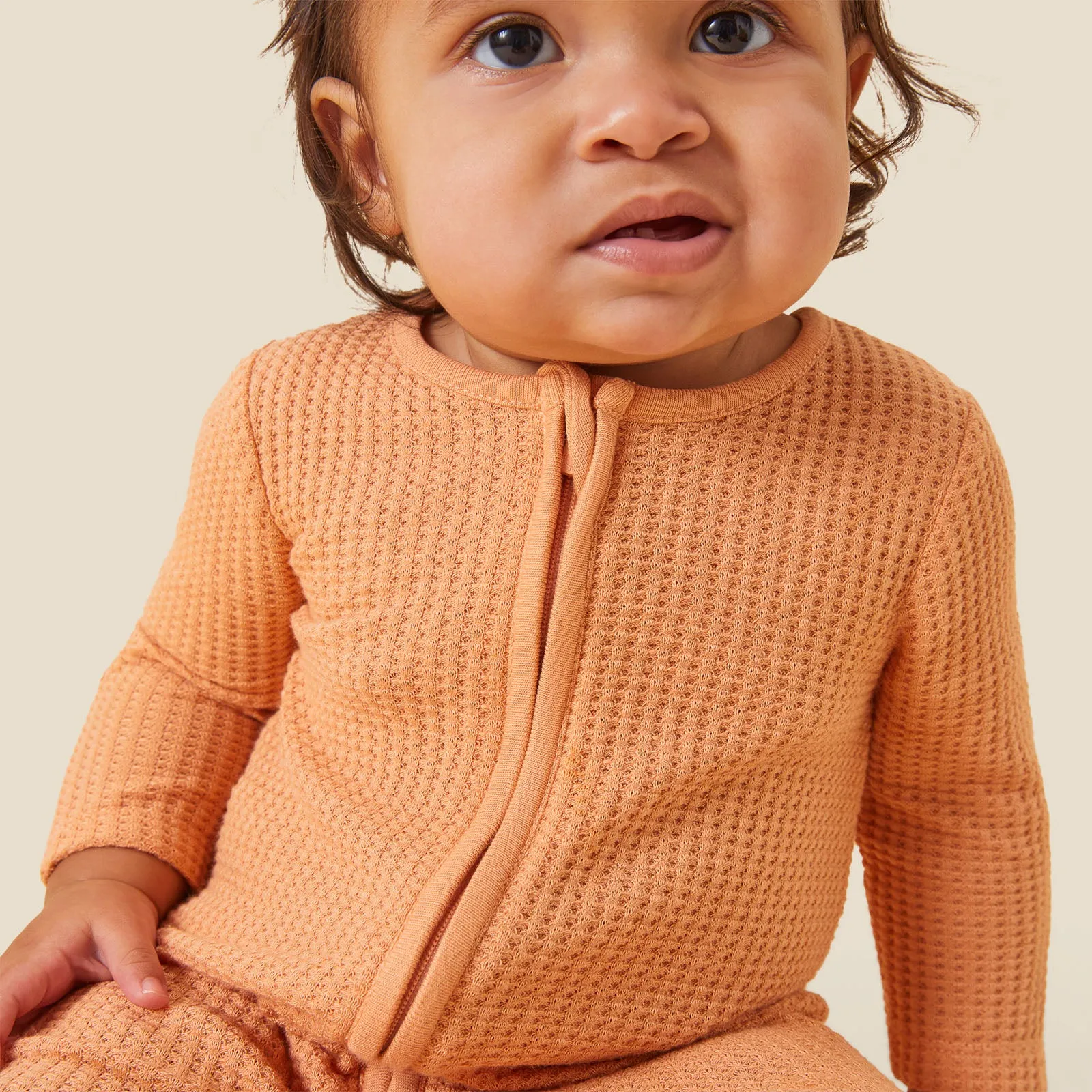 Waffle Clever Zip Baby Pajamas